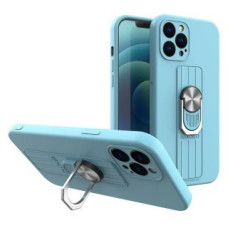 Hurtel Aizmugurējais vāciņš Hurtel  Ring Case silicone case with finger grip and stand for iPhone 12 mini light blue