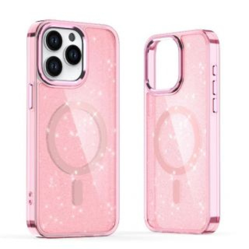 Hurtel Aizmugurējais vāciņš Hurtel  Glitter Case MagSafe for iPhone 16 - pink with glitter