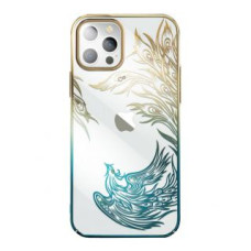 Kingxbar Aizmugurējais vāciņš Kingxbar  Luxury iPhone 14 Case with Kingxbar Phoenix Crystals - Gold and Blue