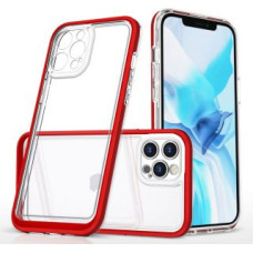 Hurtel Aizmugurējais vāciņš Hurtel  Clear 3in1 case for iPhone 12 Pro frame gel cover red