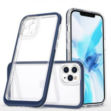 Hurtel Aizmugurējais vāciņš Hurtel  Clear 3in1 case for iPhone 11 Pro blue frame gel cover