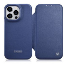 Icarer Aizmugurējais vāciņš iCarer  iCarer CE Premium Leather Folio Case iPhone 14 Pro Magnetic Flip Leather Folio Case MagSafe Blue (WMI14220714-BU)