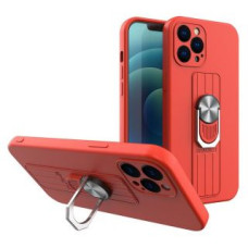 Hurtel Aizmugurējais vāciņš Hurtel  Ring Case silicone case with finger grip and stand for iPhone 13 mini red