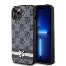 Dkny Aizmugurējais vāciņš DKNY - DKNY PU Leather Checkered Pattern and Stripe Case for iPhone 12/12 Pro Black