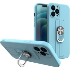 Hurtel Aizmugurējais vāciņš Hurtel  Ring Case silicone case with finger grip and stand for iPhone 13 Pro light blue