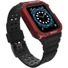 Hurtel Aizmugurējais vāciņš Hurtel  Protect Strap Band Case Wristband for Apple Watch 7 / 6 / 5 / 4 / 3 / 2 / SE (45 / 44 / 42mm) Case Armor Watch Cover Black / Red