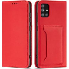 Hurtel Aizmugurējais vāciņš Hurtel  Magnet Card Case For Samsung Galaxy A12 5G Pouch Wallet Card Holder Red