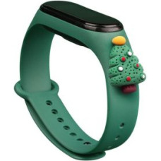 Hurtel Aizmugurējais vāciņš Hurtel  Strap Xmas Wristband for Xiaomi Mi Band 4 / Mi Band 3 Christmas Silicone Strap Bracelet Dark Green (Christmas Tree 2)