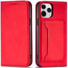 Hurtel Aizmugurējais vāciņš Hurtel  Magnet Card Case for iPhone 12 Pro Pouch Card Wallet Card Holder Red