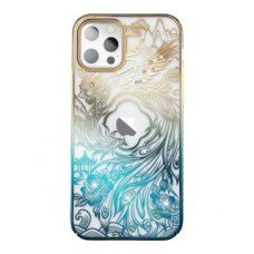 Kingxbar Aizmugurējais vāciņš Kingxbar  Luxury iPhone 14 Pro Case with Kingxbar Phoenix Crystals - Gold and Blue