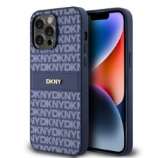 Dkny Aizmugurējais vāciņš DKNY - DKNY PU Leather Repeat Pattern Tonal Stripe Case for iPhone 14 Pro Blue