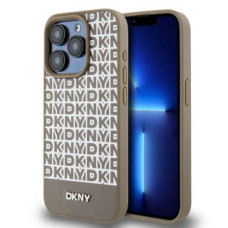 Dkny Aizmugurējais vāciņš DKNY - DKNY PU Leather Repeat Pattern Bottom Stripe MagSafe Case for iPhone 15 Pro Brown