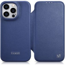 Icarer Aizmugurējais vāciņš iCarer  iCarer CE Premium Leather Folio Case iPhone 14 Pro Max Magnetic Flip Leather Folio Case MagSafe Blue (WMI14220716-BU)