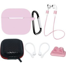 Hurtel Aizmugurējais vāciņš Hurtel  AirPods 3 Silicone Case Set + Case/Ear Hook/Neck Strap/Watch Strap Holder/Carabiner Clasp - pink