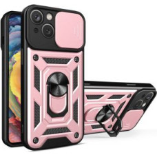 Hurtel Aizmugurējais vāciņš Hurtel  Hybrid Armor Camshield case with stand and camera cover for iPhone 15 - pink