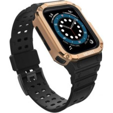 Hurtel Aizmugurējais vāciņš Hurtel  Protect Strap Band Case Wristband for Apple Watch 7 / 6 / 5 / 4 / 3 / 2 / SE (45 / 44 / 42mm) Case Armor Watch Cover Black / Rose Gold