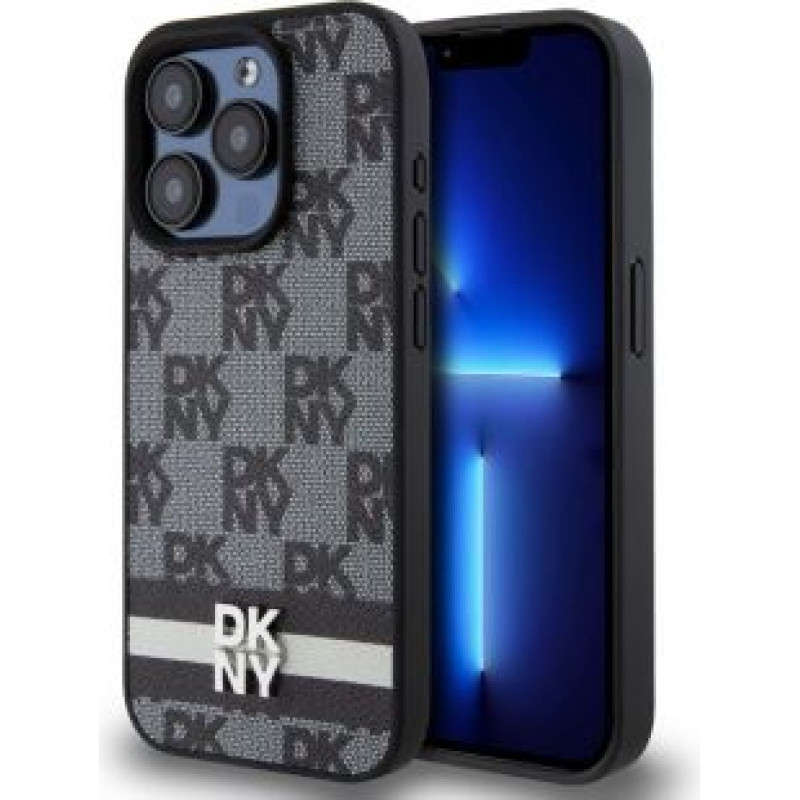 Dkny Aizmugurējais vāciņš DKNY - DKNY PU Leather Checkered Pattern and Stripe Case for iPhone 13 Pro Max Black