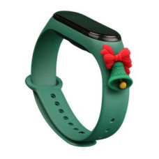 Hurtel Aizmugurējais vāciņš Hurtel  Strap Xmas Wristband for Xiaomi Mi Band 4 / Mi Band 3 Christmas Silicone Strap Bracelet Dark Green (Bell)