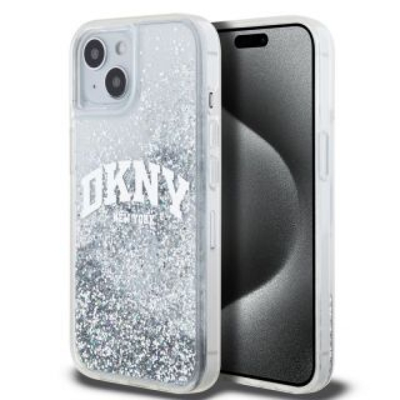 Dkny Aizmugurējais vāciņš DKNY - DKNY Liquid Glitter Arch Logo Case for iPhone 14 Transparent