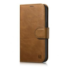 Icarer Aizmugurējais vāciņš iCarer  iCarer Oil Wax Wallet Case 2in1 Cover iPhone 14 Pro Anti-RFID Leather Flip Case Brown (WMI14220722-TN)