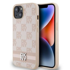 Dkny Aizmugurējais vāciņš DKNY - DKNY PU Leather Checkered Pattern and Stripe Case for iPhone 15 Pink