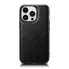 Icarer Aizmugurējais vāciņš iCarer  iCarer Leather Oil Wax case for iPhone 14 Pro Max leather case black (WMI14220720-BK)