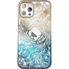 Kingxbar Aizmugurējais vāciņš Kingxbar  Luxury iPhone 14 Case with Kingxbar Phoenix Crystals - Gold and Blue