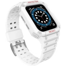 Hurtel Aizmugurējais vāciņš Hurtel  Protect Strap Band Band with Case for Apple Watch 7 / SE (41/40 / 38mm) Case Armored Watch Cover White