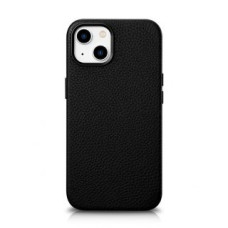 Icarer Aizmugurējais vāciņš iCarer  iCarer Litchi Premium Leather Case iPhone 14 Magnetic Leather Case with MagSafe Black (WMI14220709-BK)