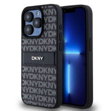 Dkny Aizmugurējais vāciņš DKNY - DKNY PU Leather Repeat Pattern Tonal Stripe Case for iPhone 14 Pro Max Black