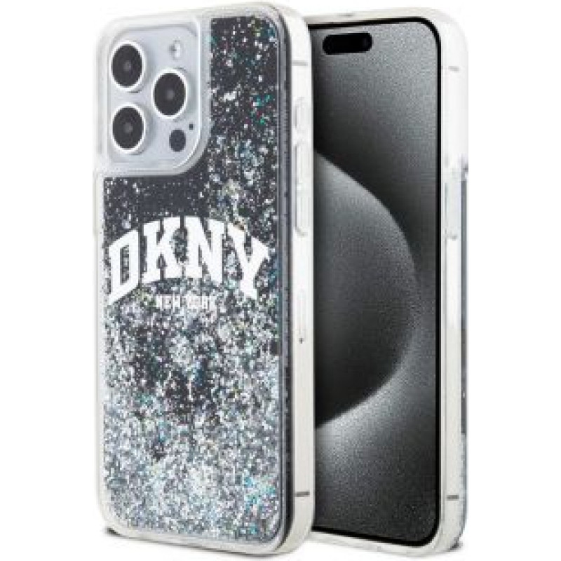 Dkny Aizmugurējais vāciņš DKNY - DKNY Liquid Glitter Arch Logo Case for iPhone 15 Pro Max Black