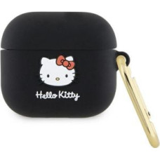 Hello Kitty Aizmugurējais vāciņš Hello Kitty  Hello Kitty HKA33DKHSK Airpods 3 cover czarny/black Silicone 3D Kitty Head