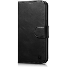 Icarer Aizmugurējais vāciņš iCarer  iCarer Oil Wax Wallet Case 2in1 Cover iPhone 14 Plus Anti-RFID Leather Flip Case Black (WMI14220723-BK)