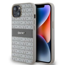 Dkny Aizmugurējais vāciņš DKNY - DKNY PU Leather Repeat Pattern Tonal Stripe Case for iPhone 14 Beige