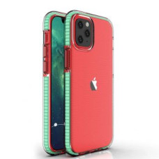 Hurtel Aizmugurējais vāciņš Hurtel  Spring Case clear TPU gel protective cover with colorful frame for iPhone 13 mini mint