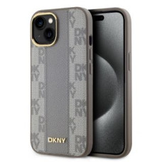 Dkny Aizmugurējais vāciņš DKNY Apple DKNY PU Leather Checkered Pattern Magsafe Case for iPhone 15 Beige