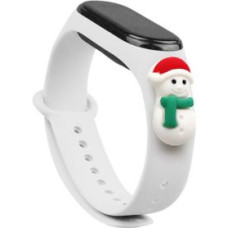 Hurtel Aizmugurējais vāciņš Hurtel  Strap Xmas Wristband for Xiaomi Mi Band 4 / Mi Band 3 Christmas Silicone Strap Bracelet White (Snowman 1)