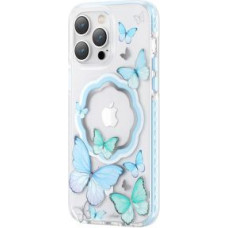 Kingxbar Aizmugurējais vāciņš Kingxbar  Kingxbar Butterfly Series magnetic case for iPhone 14 Pro MagSafe case with butterflies blue