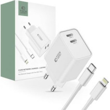 Tech-Protect Adapteris Tech-Protect  Tech-Protect C35W 2x USB-C PD 35W network charger with USB-C / Lightning cable - white