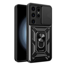 Hurtel Cits mobilo telefonu aksesuārs Hurtel  Hybrid Armor Camshield case for Samsung Galaxy S24 Ultra armored with camera cover - black