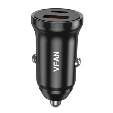 Vipfan Auto lādētāji Vipfan  Car charger VFAN C03, USB + USB-C, 20W, PD + QC 3.0 (black)