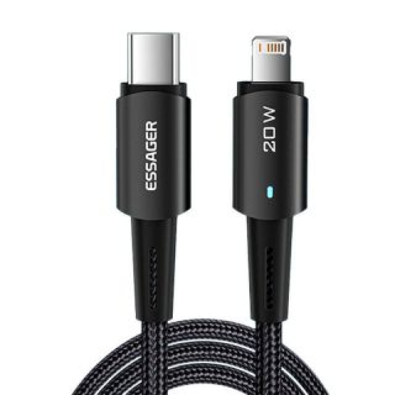 Essager Kabelis Essager  USB-C to Lightning cable, Essager, EXCTL-CG01, 20W, 1m (black)