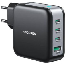 Rocoren Adapteris Rocoren  Wall charger GaN Rocoren 3x USB-C, 1x USB, Power Delivery 3.0, 100W (black)