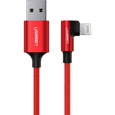 Ugreen Kabelis Ugreen  Ugreen US299 60555 angled Lightning / USB-A MFi cable 2.4A 1m - red