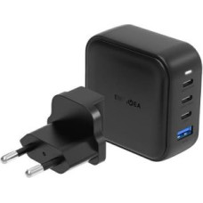 Energea Adapteris ENERGEA  ENERGEA ład. siec. 1xUSB+3xUSB-C PD-PPS-QC 3.0 100W 3C1A czarny/black US+EU Travelite GAN100