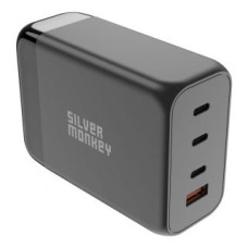 Silver Monkey Adapteris Silver Monkey  Silver Monkey SMA155 200W GaN charger 3xUSB-C PD USB-A QC 3.0 with detachable power cable - black