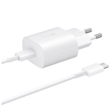 Samsung Adapteris Samsung  EP-TA800EWE + EP-DA705BWE Samsung 25W Travel Charger + USB-C/USB-C Data Cable White (OOB Bulk)