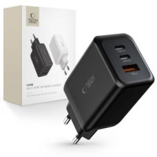 Tech-Protect Adapteris Tech-Protect  Tech-Protect C65W network charger 2x USB-C PD 65W / USB-A QC 3.0 - black