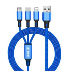 Ilike Kabelis iLike  Charging Cable 3 in 1 CCI02 Blue