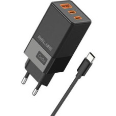 Beline Adapteris Beline  Beline Ład. siec. 2x USB-C + 1x USB 65W + kabel USB-C czarny/black PD 3.0 + QC 3.0  BLN3CB65C GaN